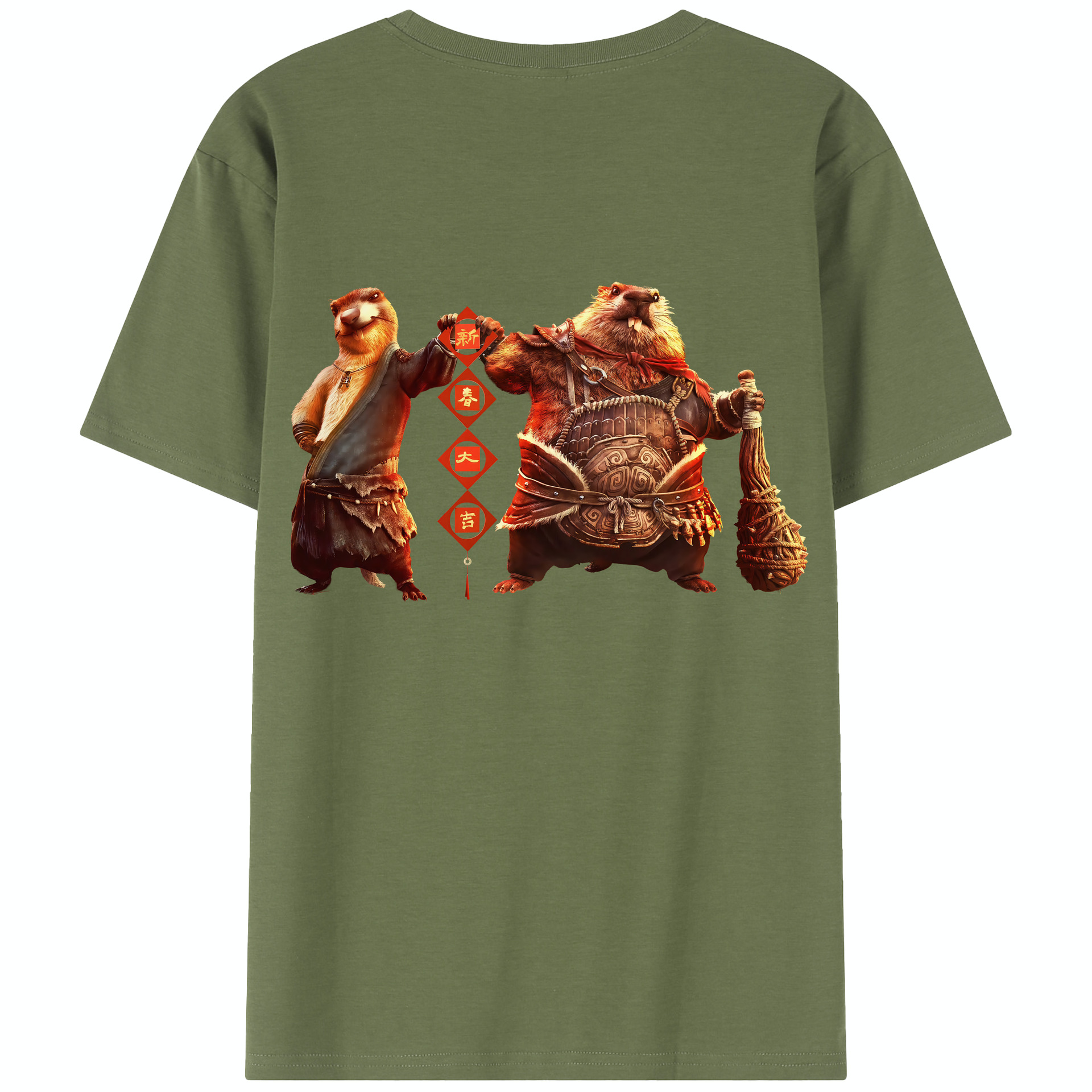 （画像用） Ne Zha 2 ナタ 魔童の大暴れ 綿100％半袖Tシャツ（背面プリント）